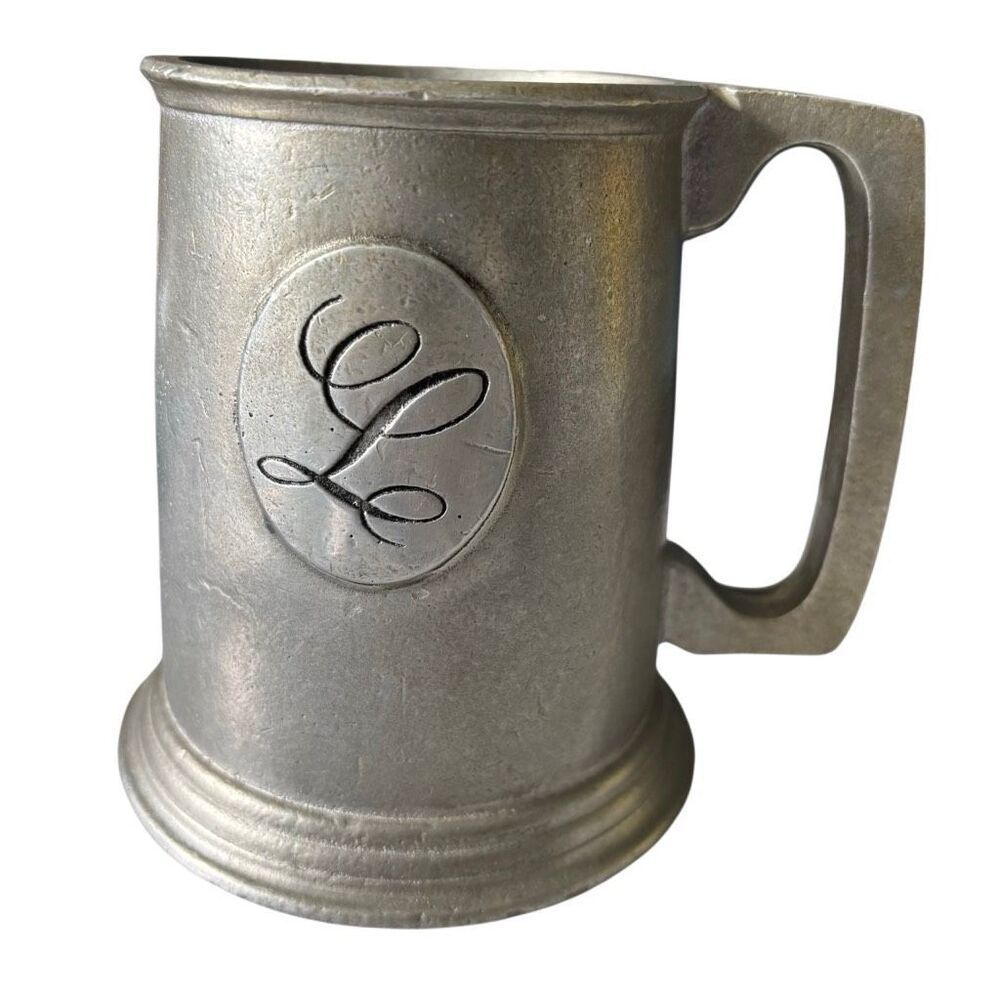 Wilton Vintage Pewter Beer Mug With Monogrammed Letter L With Instructions